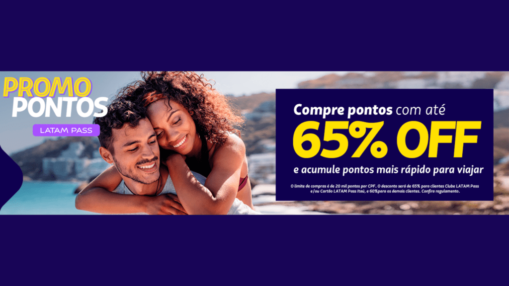 Promoção Latam Pass compra de pontos 65% desconto