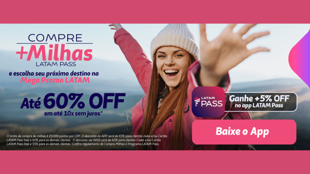 Promoção compra de milhas Latam Pass